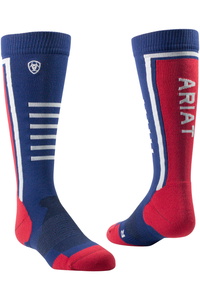 2025 Ariat Junior Ariattek Slimline Performance Sock 10070586 - Navy / Red
